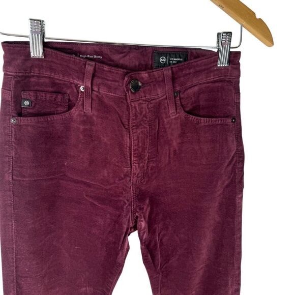 AG Adriano Goldschmied The Farrah Skinny Maroon Corduroy Jeans Sz 26 - Picture 3 of 8